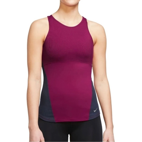 NWT Nike Dri Fit Dynamic Open Back Tank Top In Berry - Picture 1 of 8